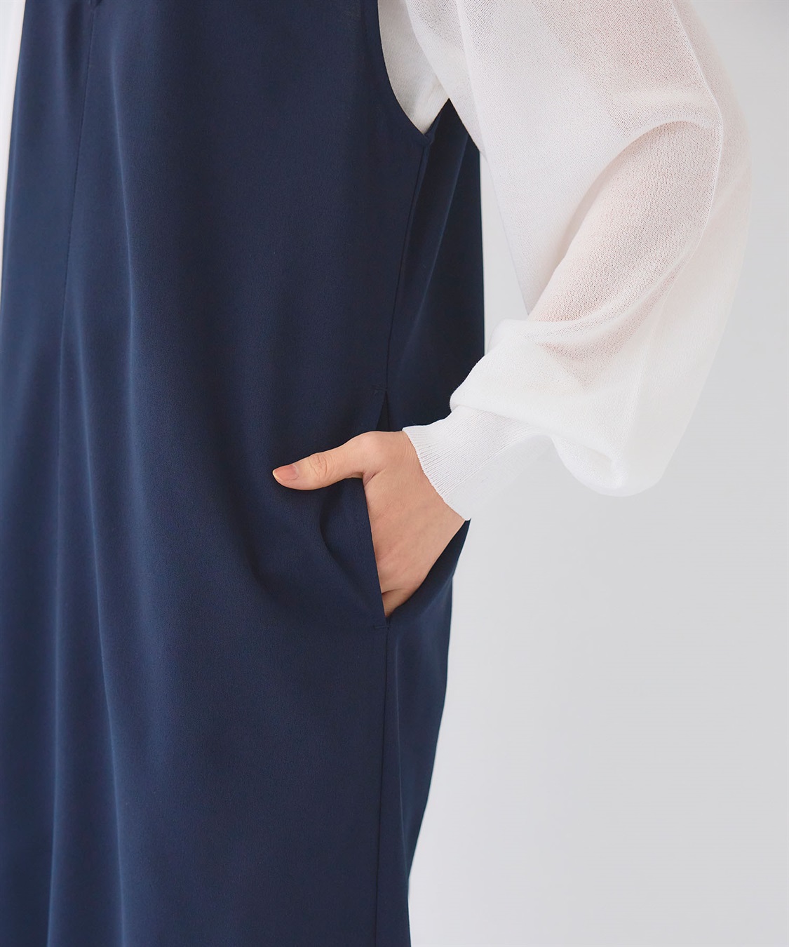 CROSS FUNCTION 《シワになりにくい》サマ美え ジョーゼット深Vネックジャンスカ_sub_17