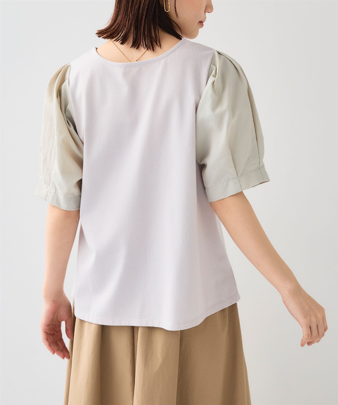 CROSS FUNCTION 《汗染み防止》エブ楽 異素材ドッキングボリュームスリーブカットソー_sub_6