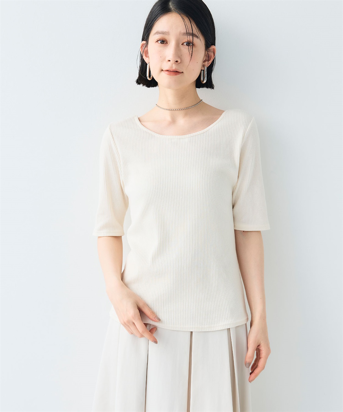 CROSS FUNCTION 《UVカット》エブ楽 前後2wayテレコ５分袖Tシャツ_sub_3