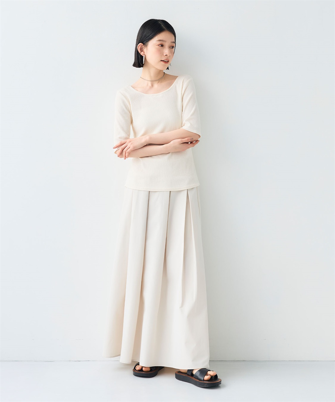 CROSS FUNCTION 《UVカット》エブ楽 前後2wayテレコ５分袖Tシャツ_sub_8