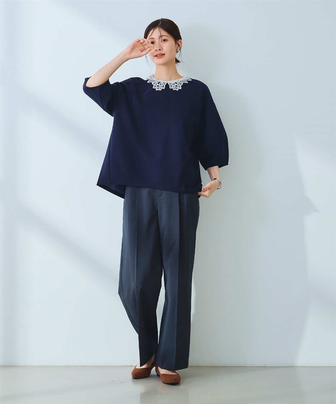 CROSS FUNCTION 《ストレッチ》サマ美え レース衿ジョーゼットバルーンスリーブトップス_sub_11