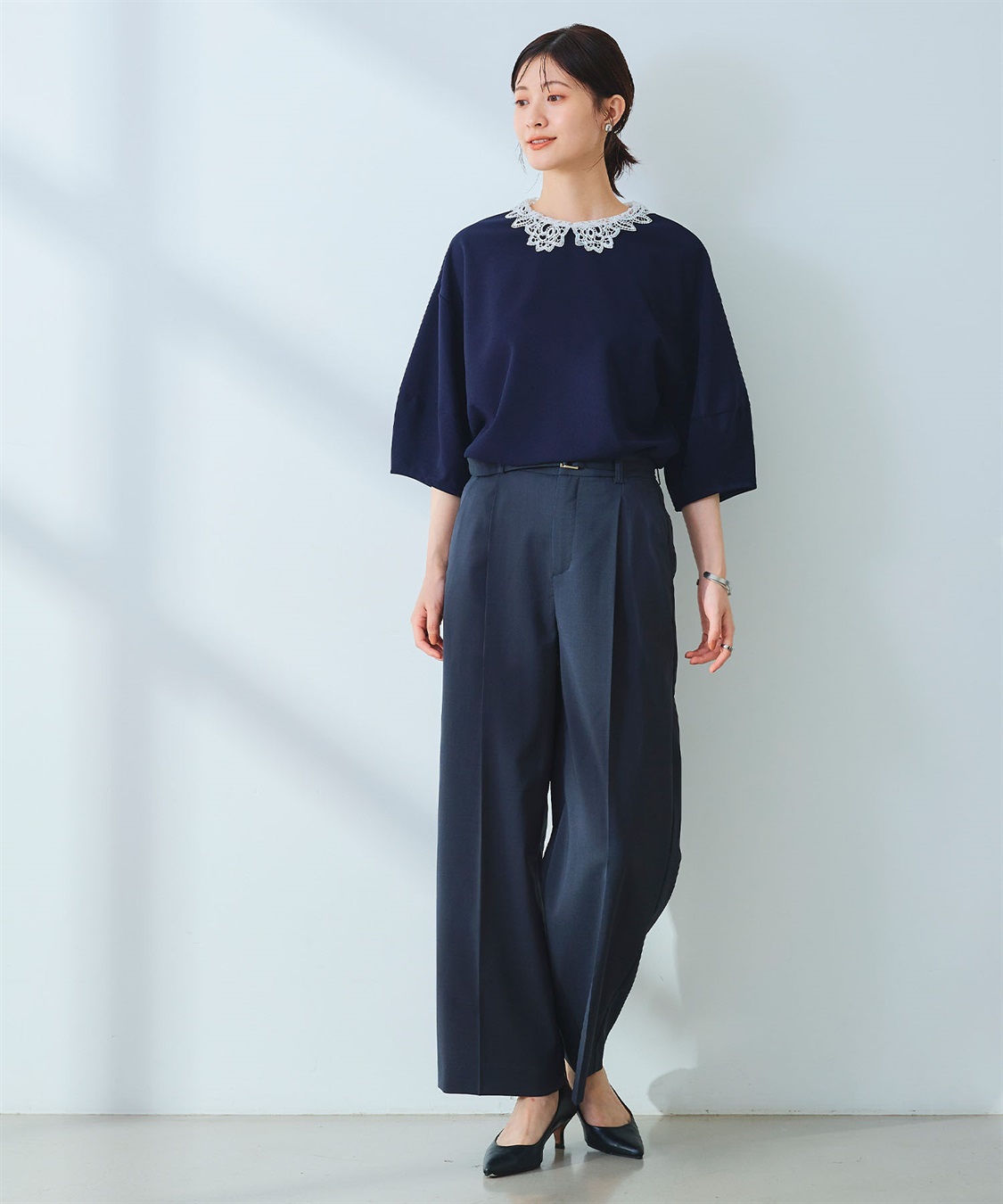 CROSS FUNCTION 《ストレッチ》サマ美え レース衿ジョーゼットバルーンスリーブトップス_sub_12