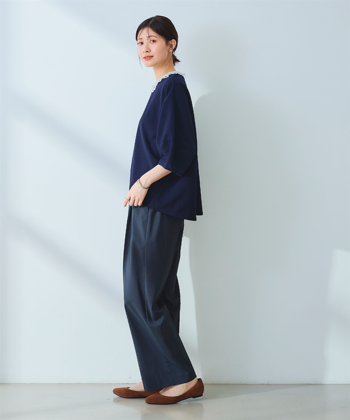 CROSS FUNCTION 《ストレッチ》サマ美え レース衿ジョーゼットバルーンスリーブトップス_sub_13