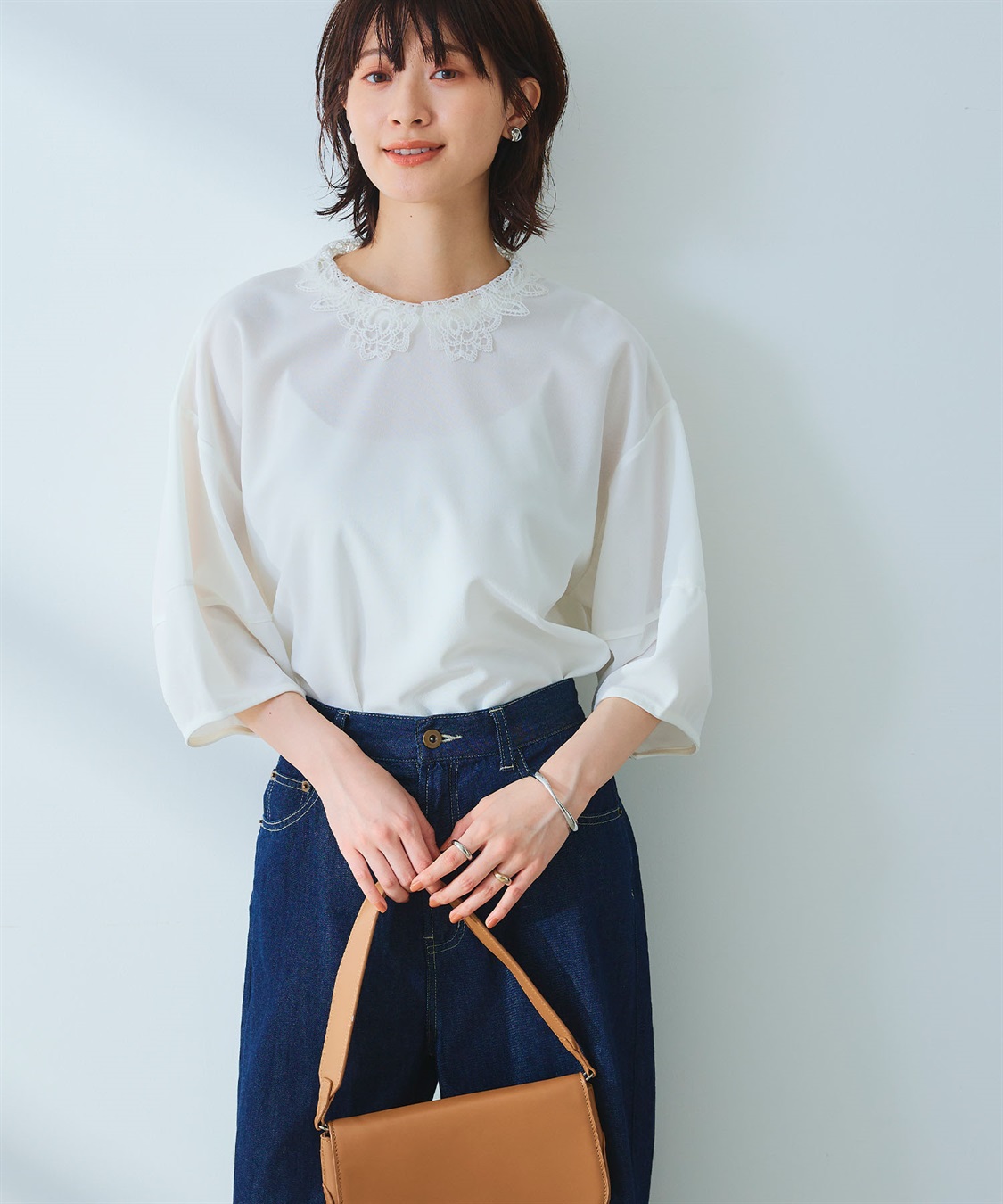 CROSS FUNCTION 《ストレッチ》サマ美え レース衿ジョーゼットバルーンスリーブトップス_sub_19