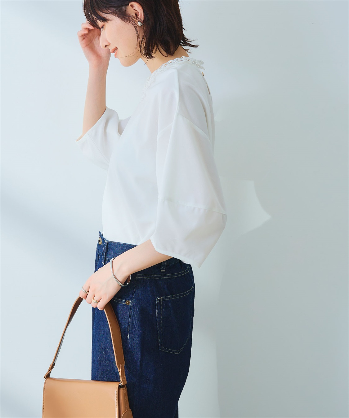 CROSS FUNCTION 《ストレッチ》サマ美え レース衿ジョーゼットバルーンスリーブトップス_sub_21