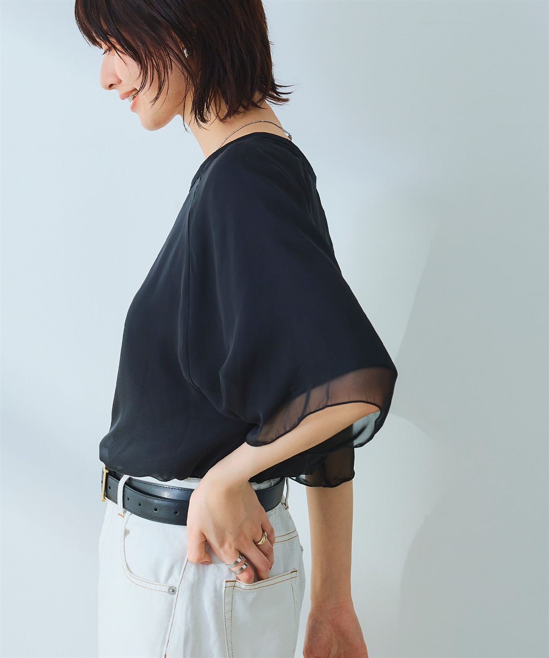 CROSS FUNCTION 《マシンウォッシャブル》エブ楽 シフォンレイヤードトップス_sub_4