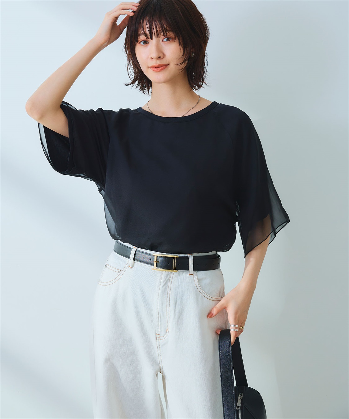 CROSS FUNCTION 《マシンウォッシャブル》エブ楽 シフォンレイヤードトップス_sub_5