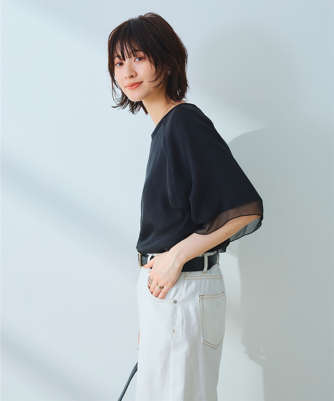 CROSS FUNCTION 《マシンウォッシャブル》エブ楽 シフォンレイヤードトップス_sub_8