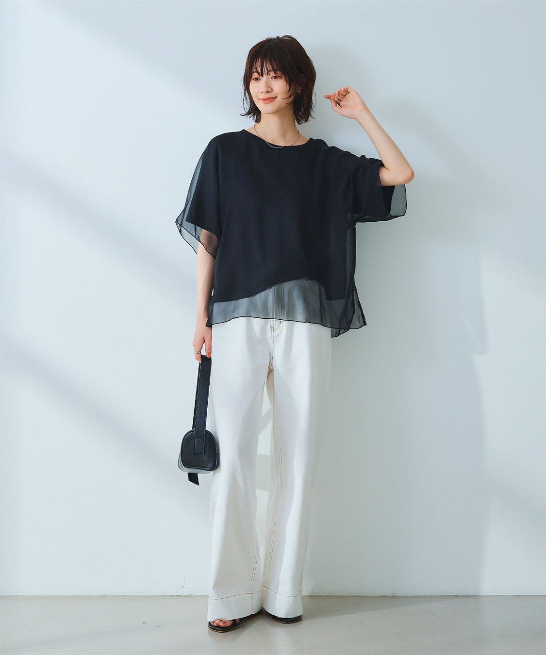 CROSS FUNCTION 《マシンウォッシャブル》エブ楽 シフォンレイヤードトップス_sub_10