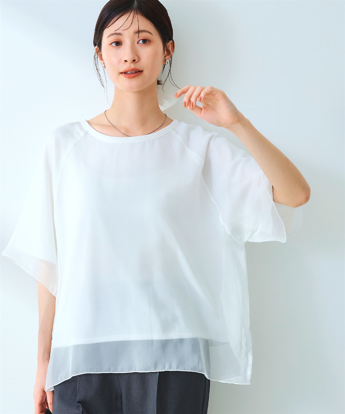 CROSS FUNCTION 《マシンウォッシャブル》エブ楽 シフォンレイヤードトップス_sub_13