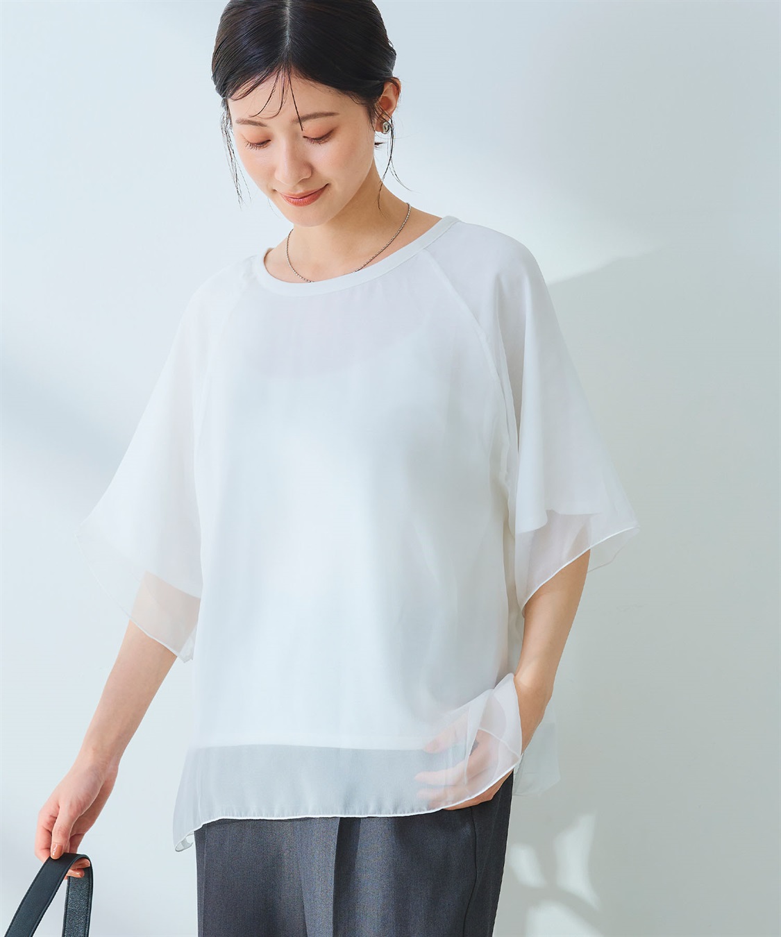 CROSS FUNCTION 《マシンウォッシャブル》エブ楽 シフォンレイヤードトップス_sub_14