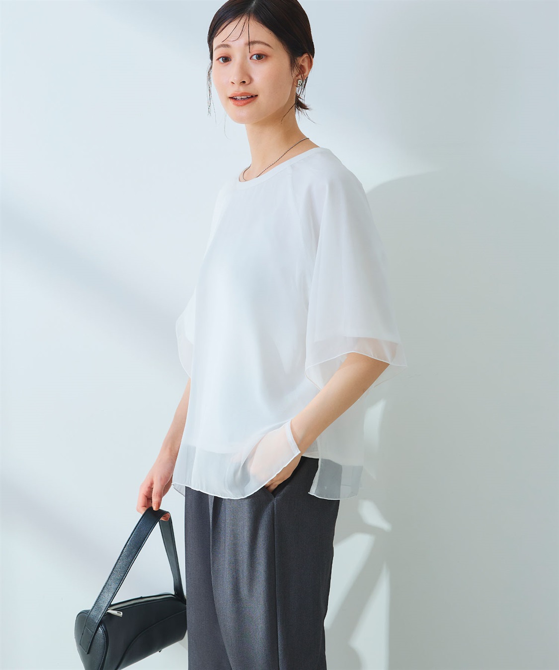 CROSS FUNCTION 《マシンウォッシャブル》エブ楽 シフォンレイヤードトップス_sub_16