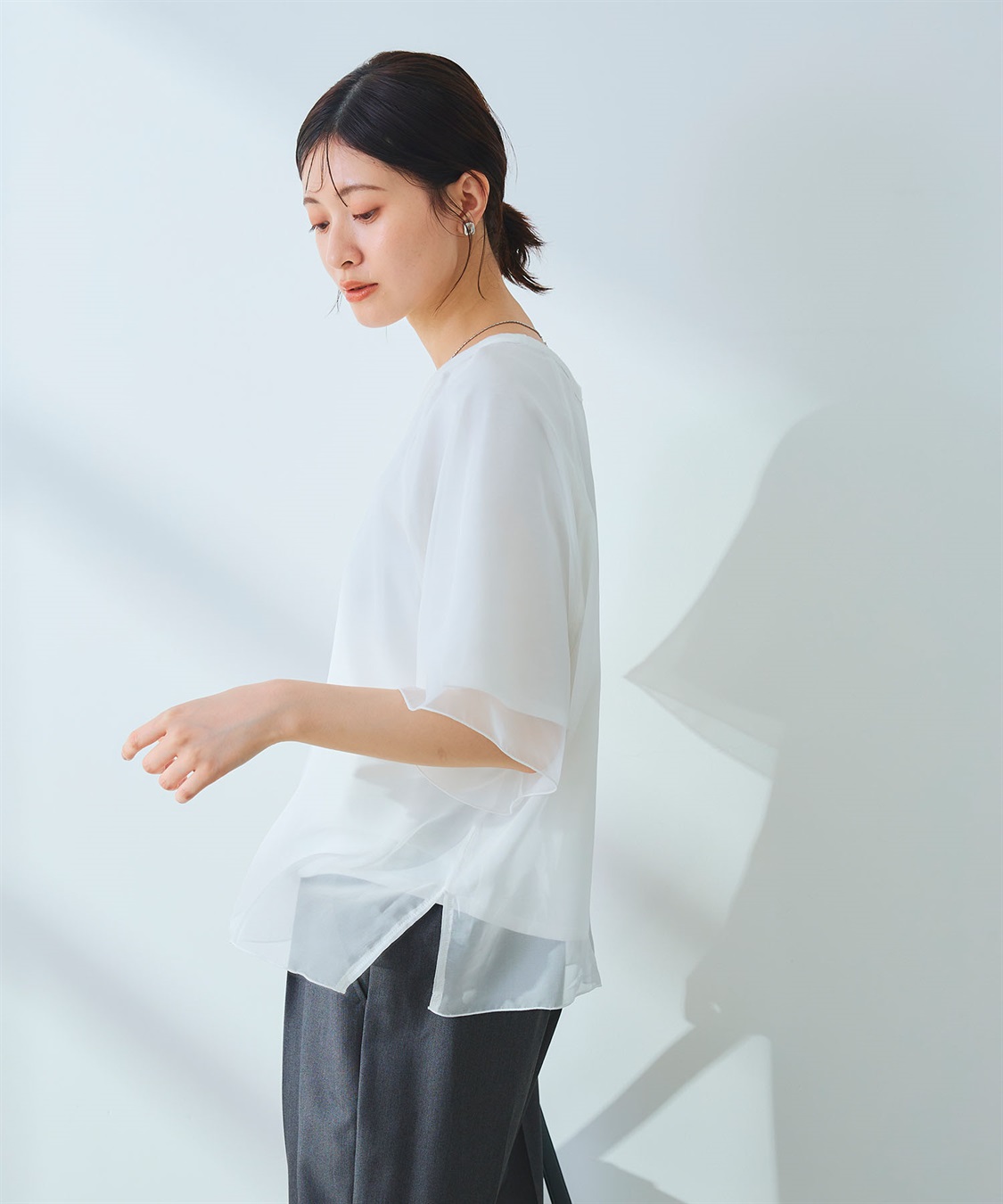 CROSS FUNCTION 《マシンウォッシャブル》エブ楽 シフォンレイヤードトップス_sub_18