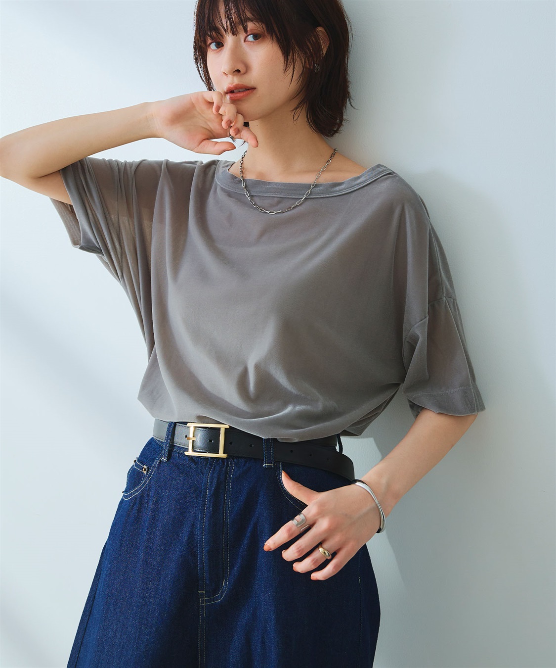 CROSS FUNCTION 《高通気性》エブ楽 セミシアースキンベロアTシャツ_sub_4