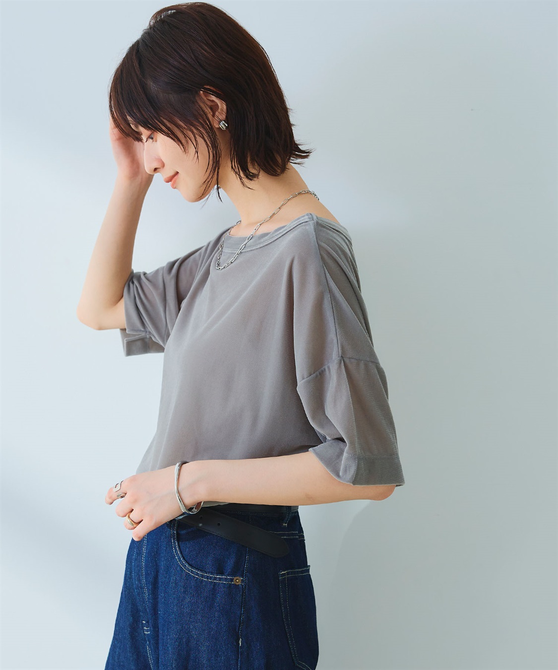 CROSS FUNCTION 《高通気性》エブ楽 セミシアースキンベロアTシャツ_sub_5