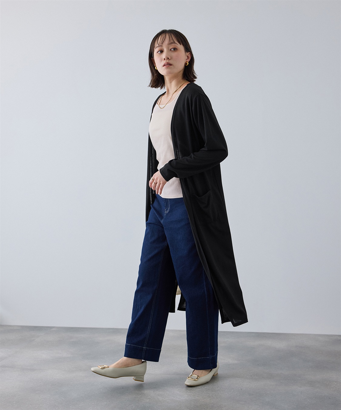 CROSS FUNCTION 《洗える》エブ楽 シアーVロングカーディガン_sub_2
