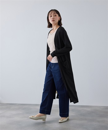 CROSS FUNCTION 《洗える》エブ楽 シアーVロングカーディガン_subthumb_2