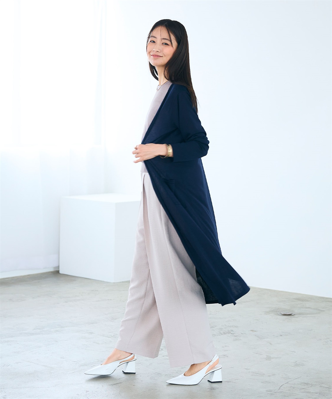 CROSS FUNCTION 《洗える》エブ楽 シアーVロングカーディガン_sub_7