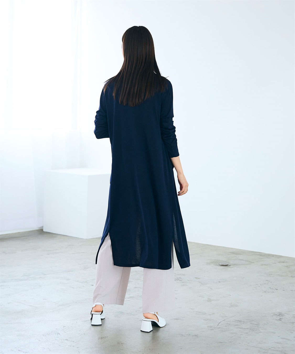 CROSS FUNCTION 《洗える》エブ楽 シアーVロングカーディガン_sub_9