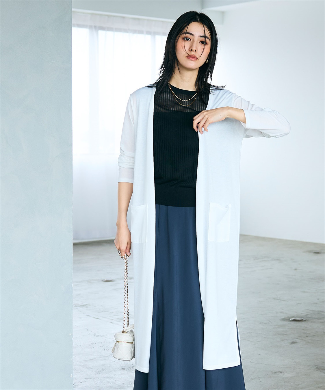 CROSS FUNCTION 《洗える》エブ楽 シアーVロングカーディガン_sub_10