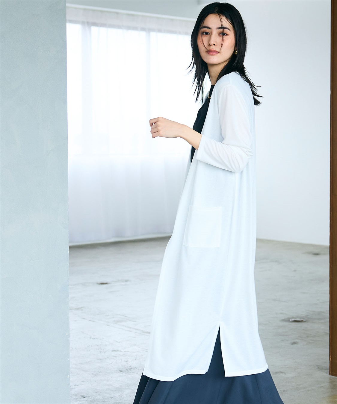 CROSS FUNCTION 《洗える》エブ楽 シアーVロングカーディガン_sub_11