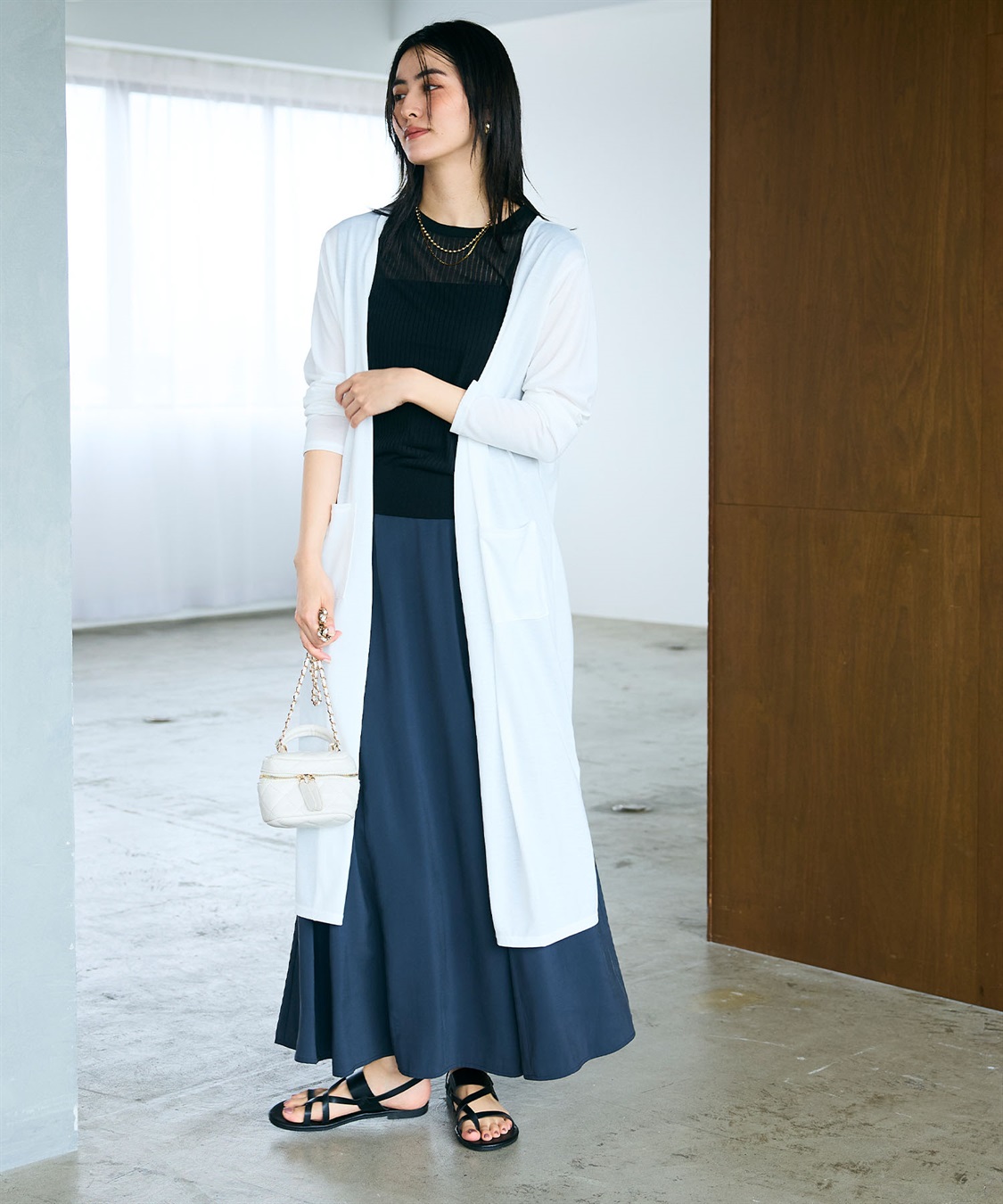 CROSS FUNCTION 《洗える》エブ楽 シアーVロングカーディガン_sub_12