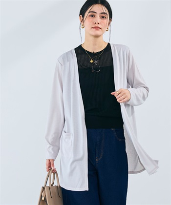 CROSS FUNCTION 《洗える》エブ楽 シアーVミドルカーディガン_subthumb_3