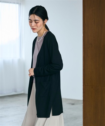 CROSS FUNCTION 《洗える》エブ楽 シアーVミドルカーディガン_subthumb_4