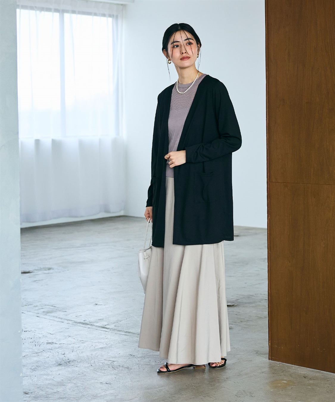 CROSS FUNCTION 《洗える》エブ楽 シアーVミドルカーディガン_sub_10