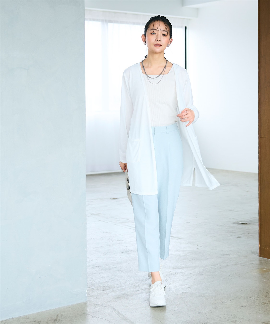 CROSS FUNCTION 《洗える》エブ楽 シアーVミドルカーディガン_sub_15