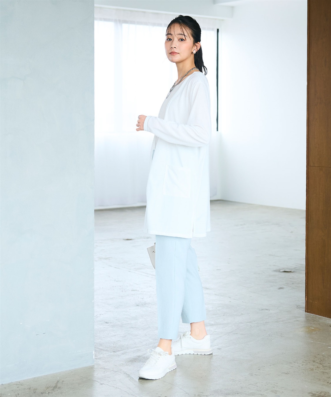 CROSS FUNCTION 《洗える》エブ楽 シアーVミドルカーディガン_sub_16