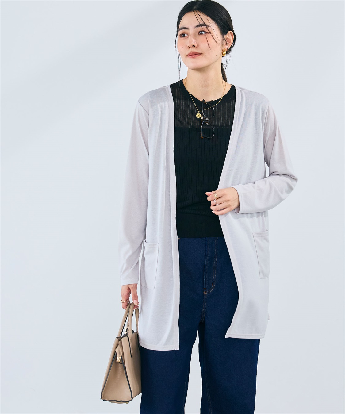 CROSS FUNCTION 《洗える》エブ楽 シアーVミドルカーディガン_sub_22
