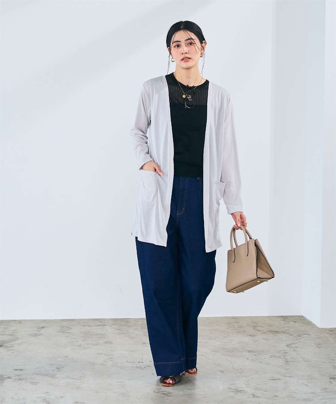 CROSS FUNCTION 《洗える》エブ楽 シアーVミドルカーディガン_sub_25