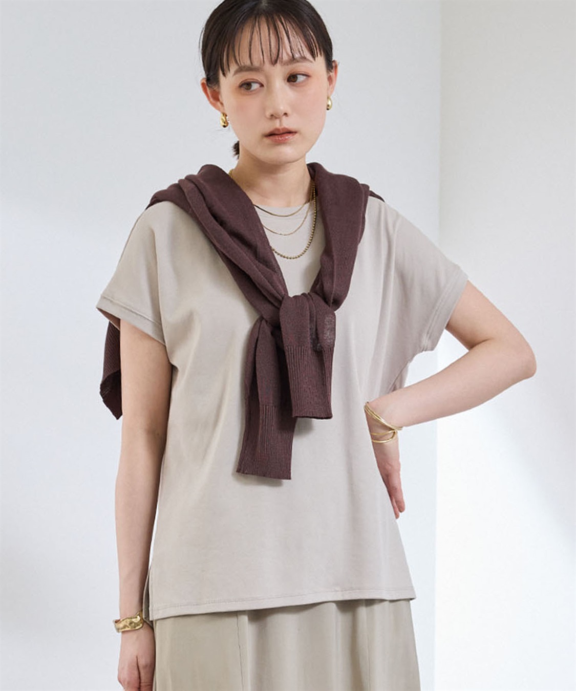 CROSS FUNCTION 《汗染み防止》エブ楽 天竺フレンチスリーブTシャツ_sub_3