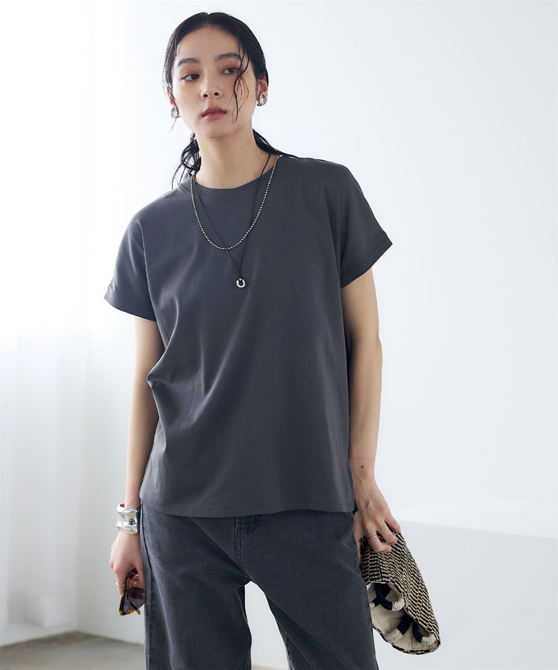 CROSS FUNCTION 《汗染み防止》エブ楽 天竺フレンチスリーブTシャツ_sub_4