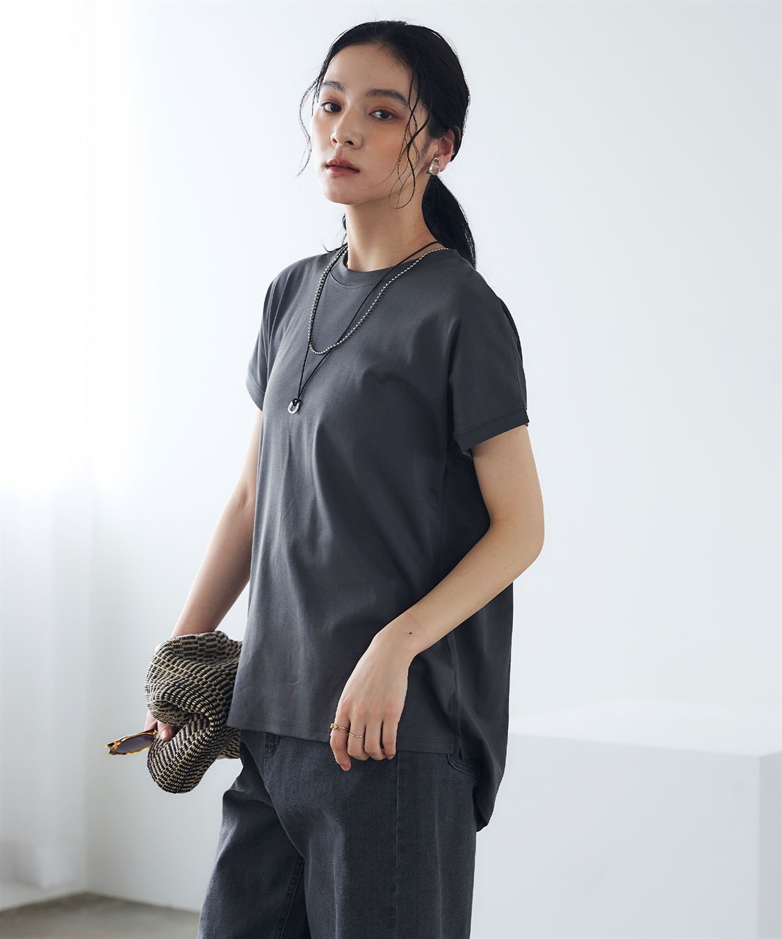 CROSS FUNCTION 《汗染み防止》エブ楽 天竺フレンチスリーブTシャツ_sub_5