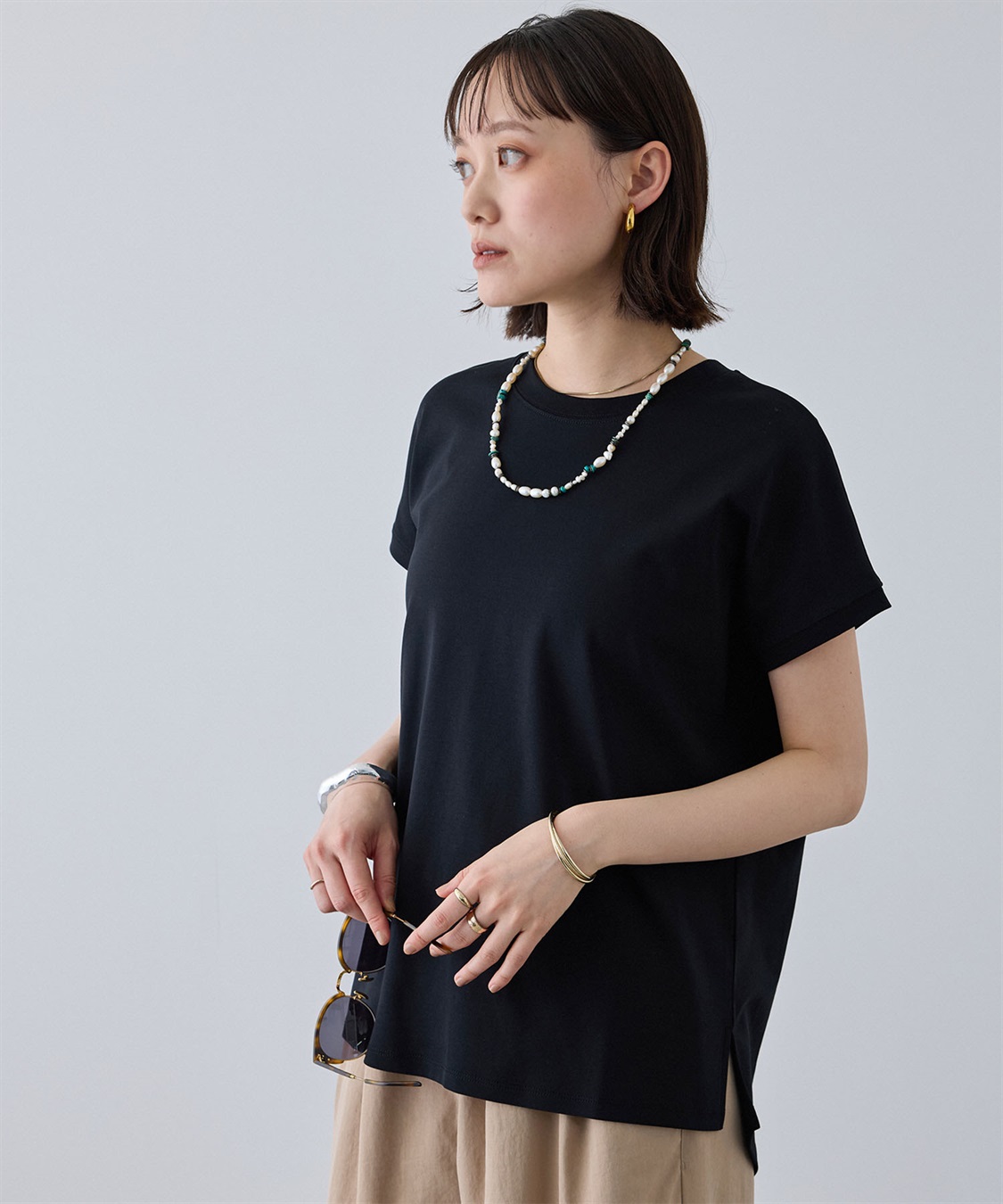 CROSS FUNCTION 《汗染み防止》エブ楽 天竺フレンチスリーブTシャツ_sub_16