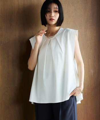 CROSS FUNCTION 《汗染み防止》エブ楽 天竺フロントタックノースリーブTシャツ_subthumb_1