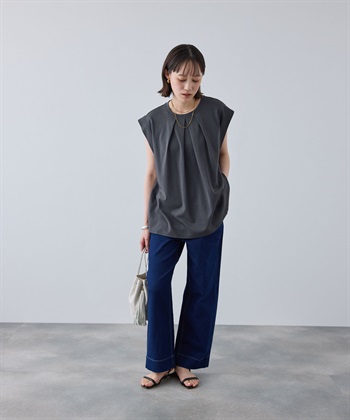 CROSS FUNCTION 《汗染み防止》エブ楽 天竺フロントタックノースリーブTシャツ_subthumb_9