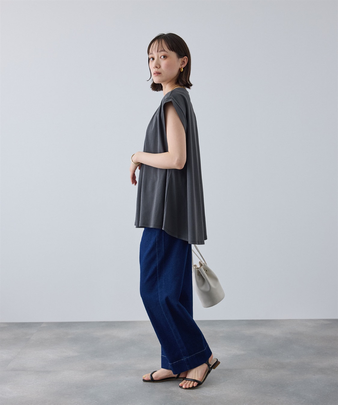 CROSS FUNCTION 《汗染み防止》エブ楽 天竺フロントタックノースリーブTシャツ_sub_11