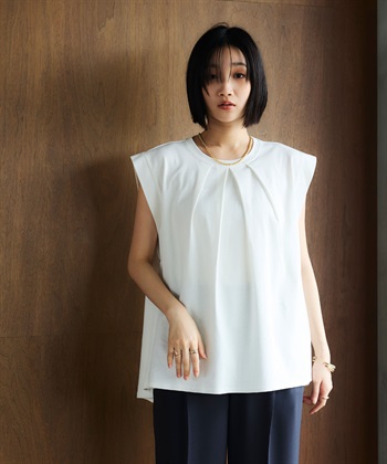 CROSS FUNCTION 《汗染み防止》エブ楽 天竺フロントタックノースリーブTシャツ_subthumb_12