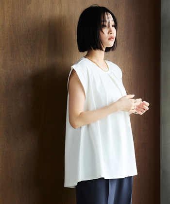 CROSS FUNCTION 《汗染み防止》エブ楽 天竺フロントタックノースリーブTシャツ_subthumb_14