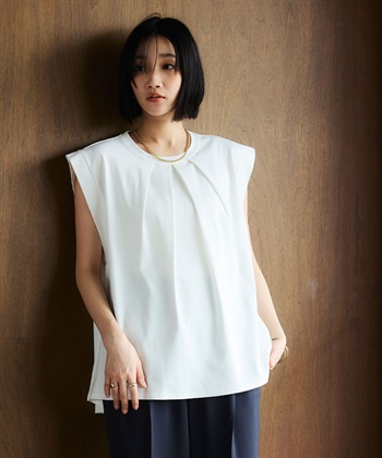 CROSS FUNCTION 《汗染み防止》エブ楽 天竺フロントタックノースリーブTシャツ_subthumb_16