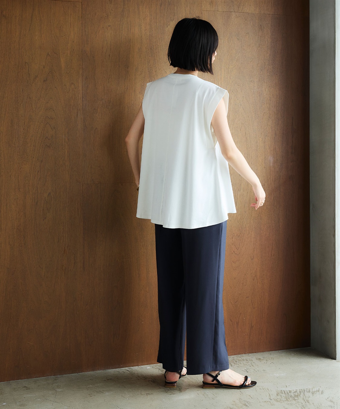 CROSS FUNCTION 《汗染み防止》エブ楽 天竺フロントタックノースリーブTシャツ_sub_20