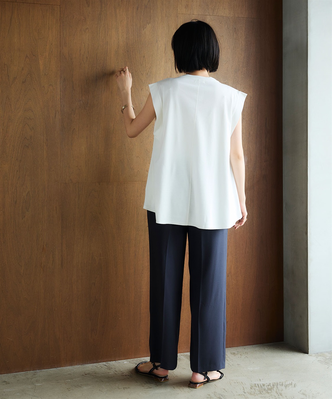 CROSS FUNCTION 《汗染み防止》エブ楽 天竺フロントタックノースリーブTシャツ_sub_21