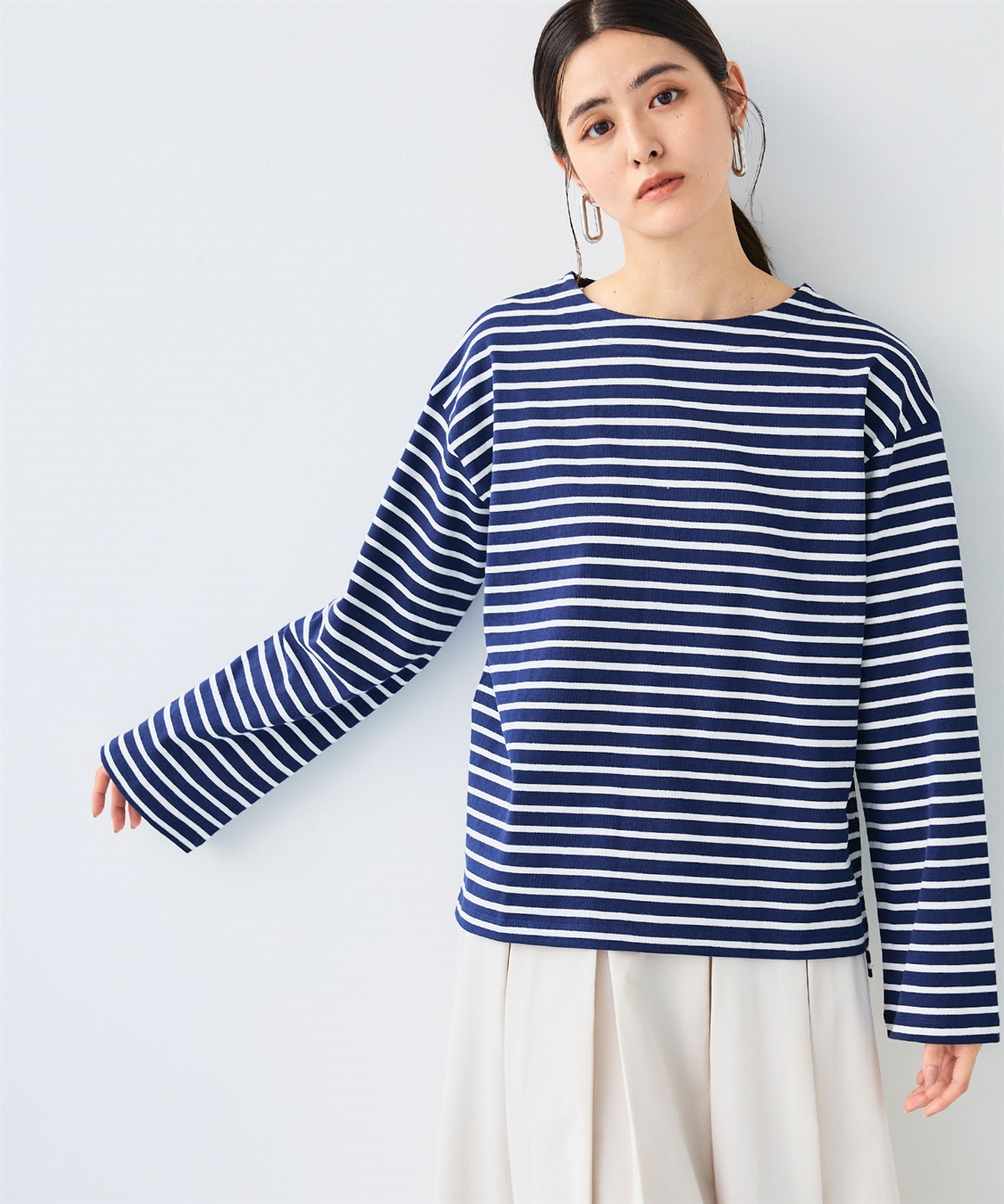 CROSS FUNCTION エブ楽 オーガニックコットンボーダートップス_sub_3