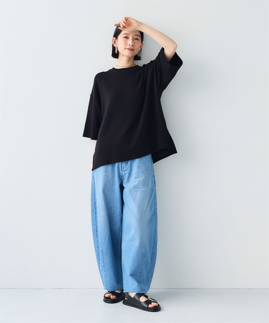 CROSS FUNCTION 《UV/接触冷感》エブ楽 なめらかダンボール ビッグシルエットTシャツ_sub_16