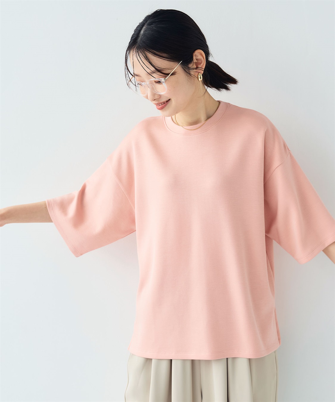 CROSS FUNCTION 《UV/接触冷感》エブ楽 なめらかダンボール ビッグシルエットTシャツ_sub_20