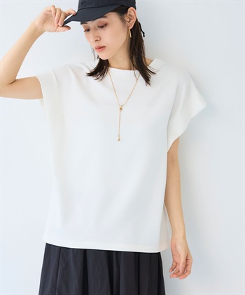CROSS FUNCTION 《シワになりにくい》エブ楽 なめらかダンボール フレンチスリーブドルマンTシャツ_subthumb_4