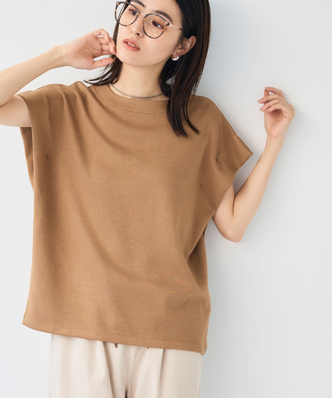 CROSS FUNCTION 《UV/接触冷感》エブ楽 なめらかダンボール フレンチスリーブドルマンTシャツ_sub_15